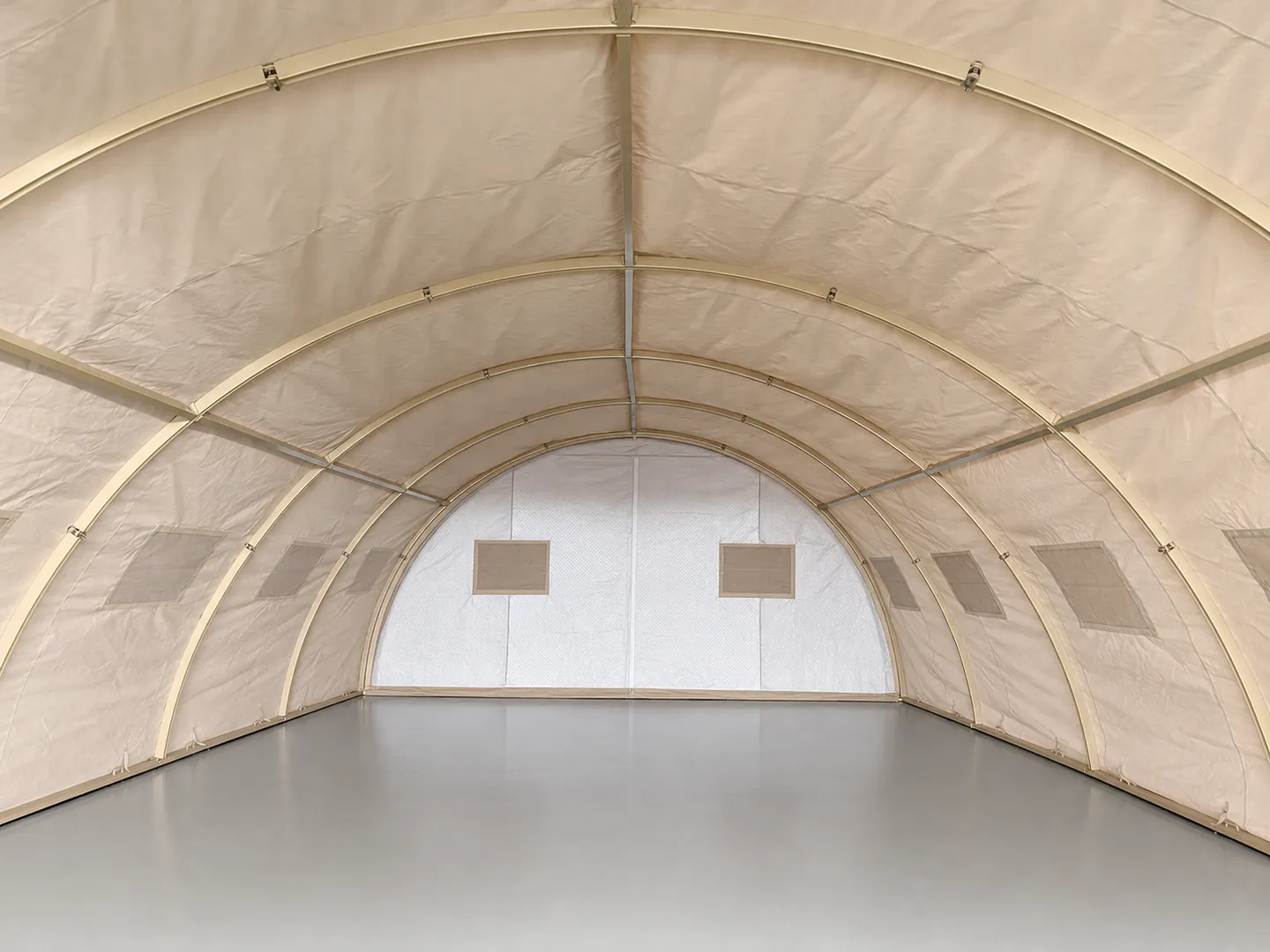 6 × 10 m Semi-Dome Shelter — Structure, frame and usable space