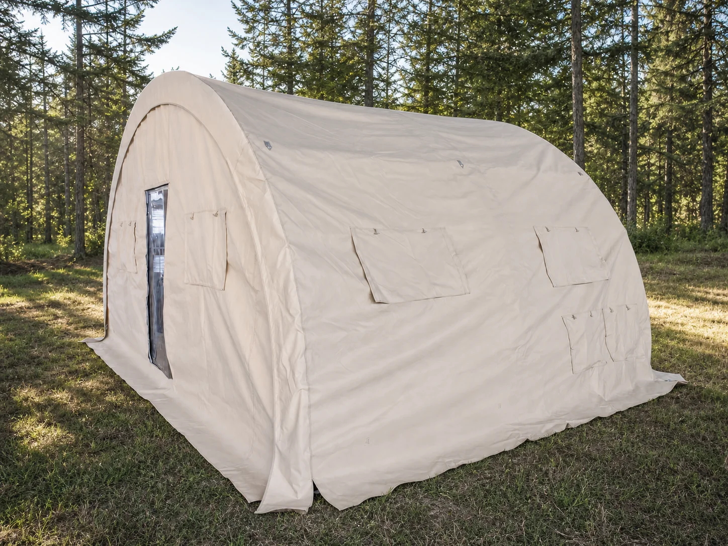 6 × 4 m Semi-Dome Shelter — application scene for environment reference