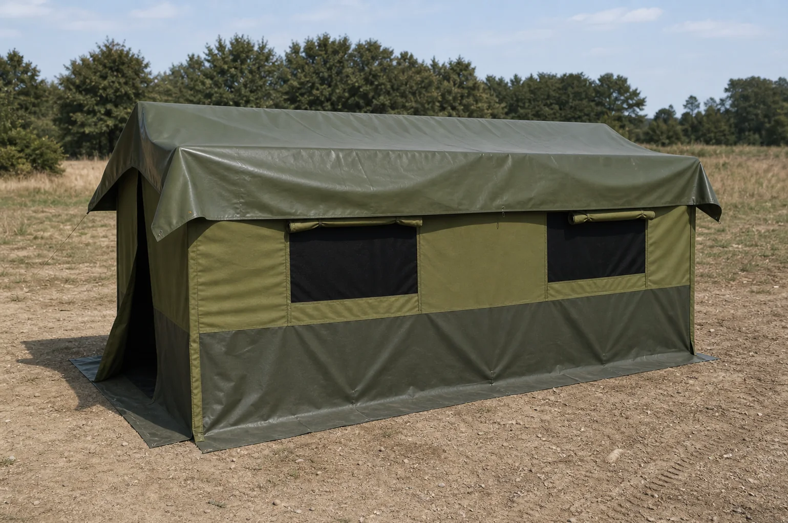 Straight-Wall Double-Roof Military Tent — application scene for environment reference